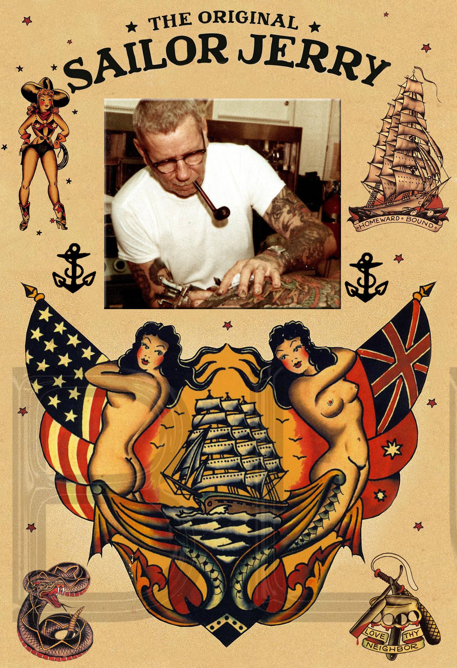 Amazon.com: Sailor Norman Keith Collins Jerry Tattoo. 13x19 Photo